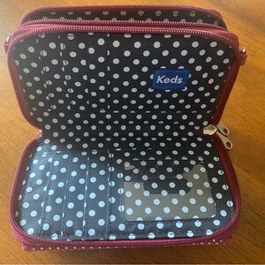 Keds Red Polka dots Fabric Wallet On Chain. no strap. NWOT